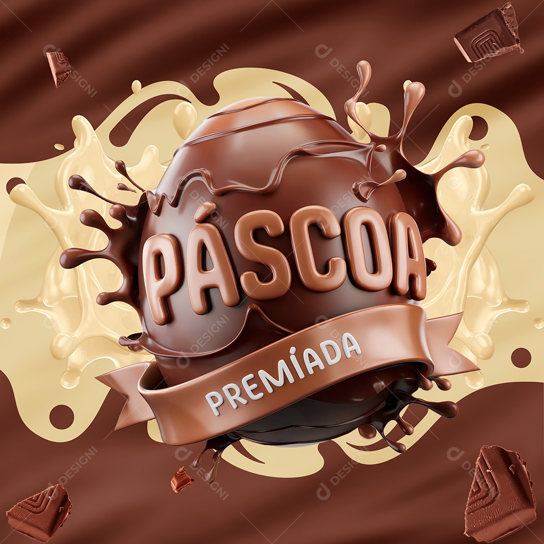 Páscoa Premiada Selo 3D Para Composição PSD Editável