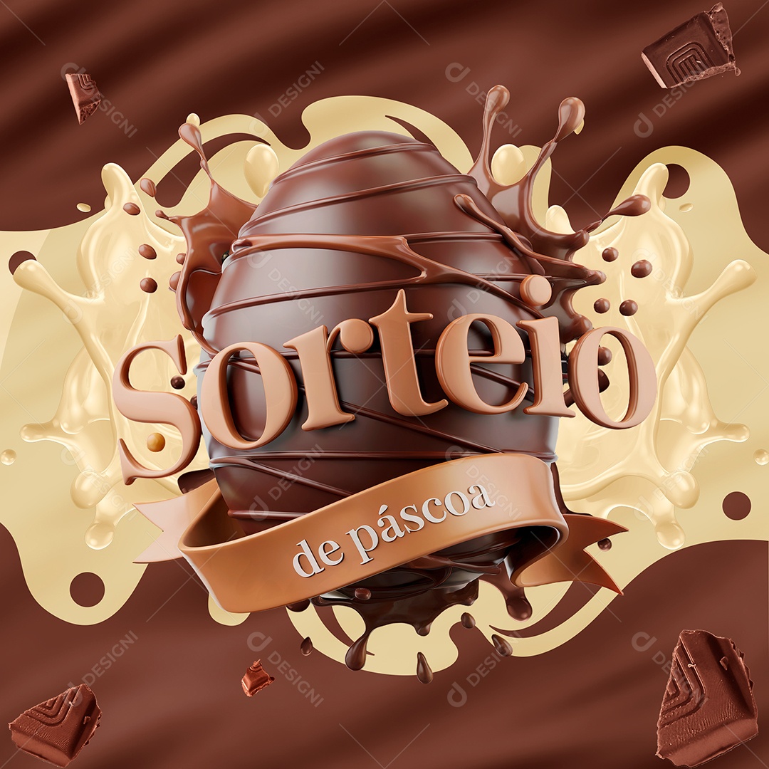 Sorteio de Páscoa Selo 3D Para Composição PSD Editável