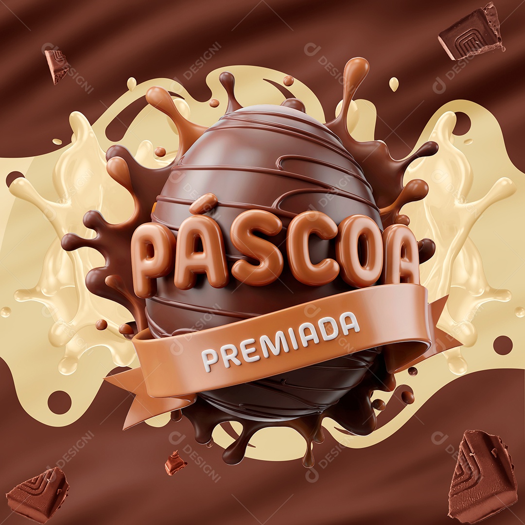 Páscoa Premiada Selo 3D Para Composição PSD Editável
