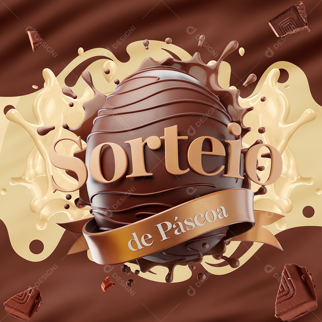 Sorte de Páscoa Selo 3D Para Composição PSD Editável