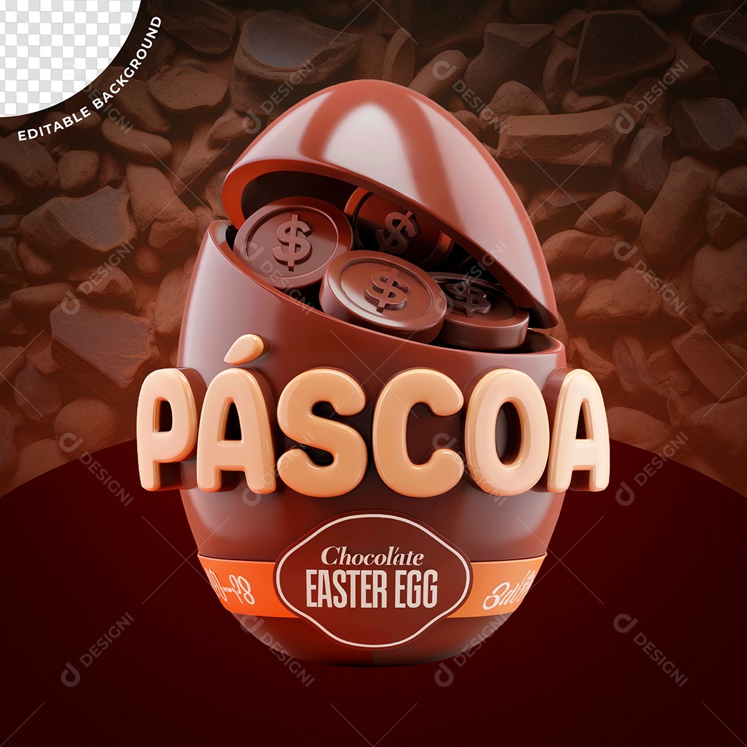 Páscoa Selo 3D Para Composição PSD Editável