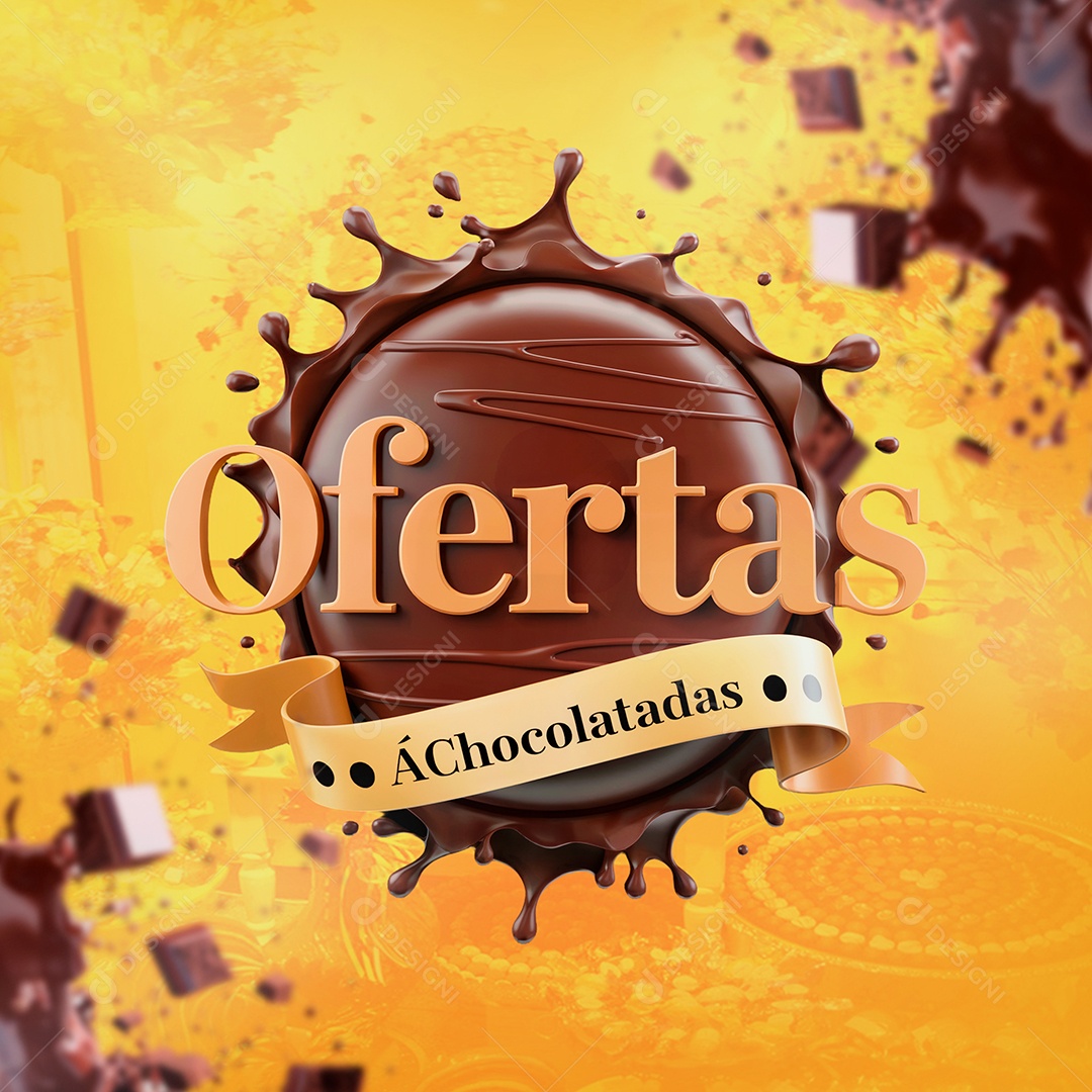 Ofertas Achocoladas Selo 3D Para Composição PSD Editável
