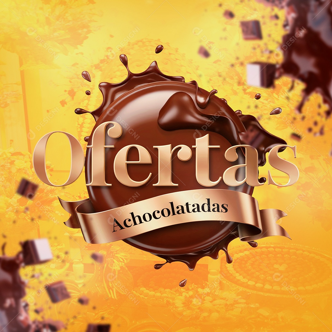 Ofertas Achocoladas Selo 3D Para Composição PSD Editável