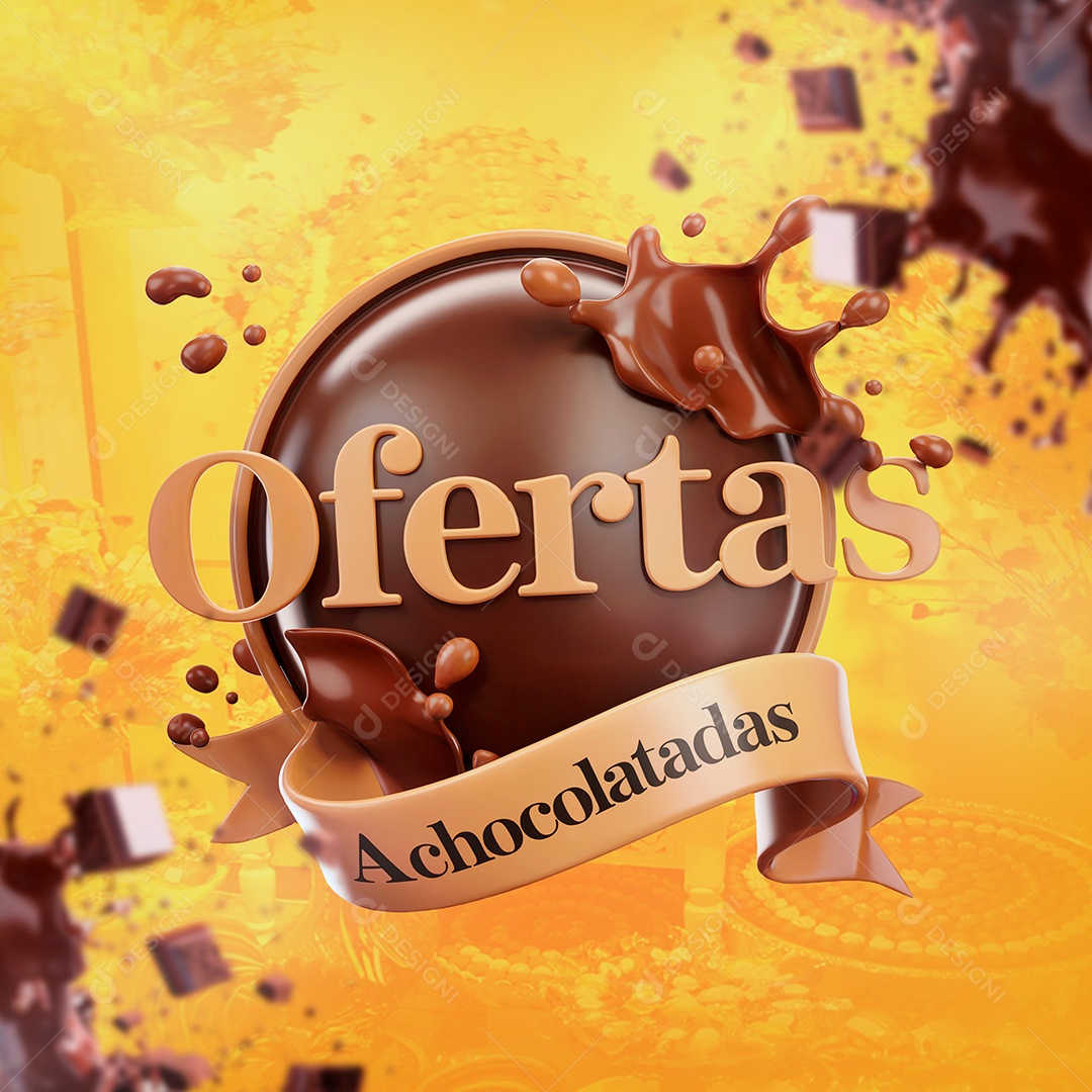 Ofertas Achocoladas Selo 3D Para Composição PSD Editável