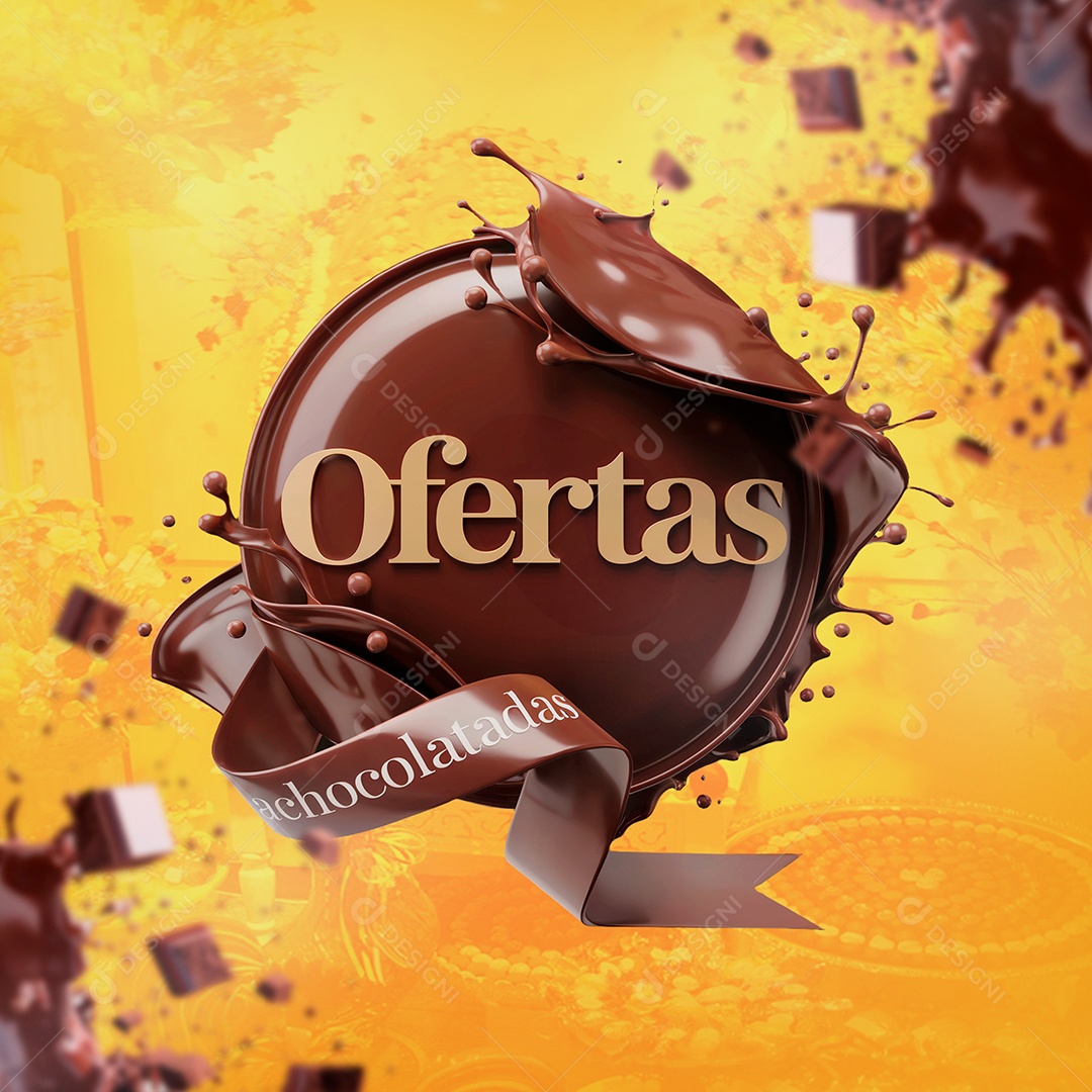 Ofertas Achocoladas Selo 3D Para Composição PSD Editável