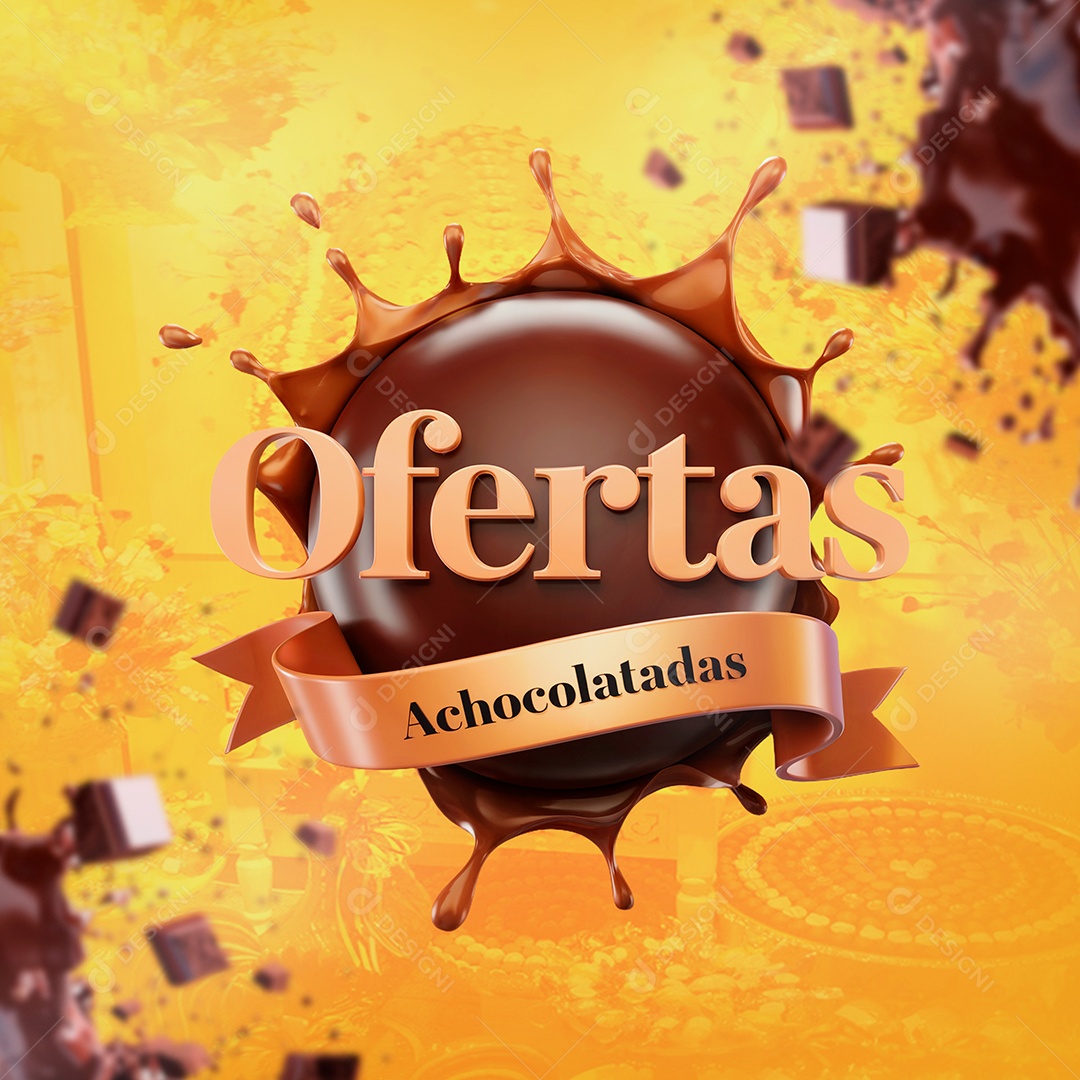 Ofertas Achocoladas Selo 3D Para Composição PSD Editável