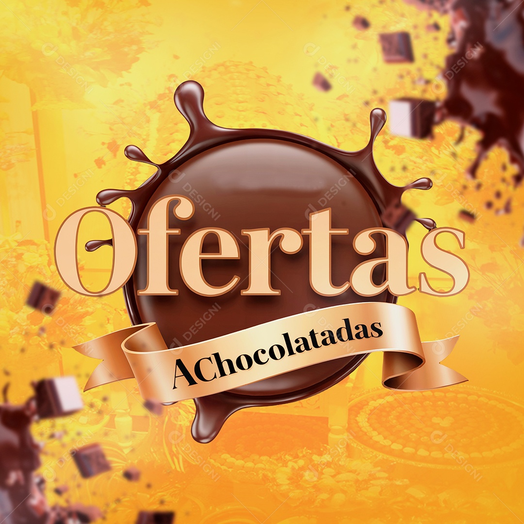 Ofertas Achocoladas Selo 3D Para Composição PSD Editável
