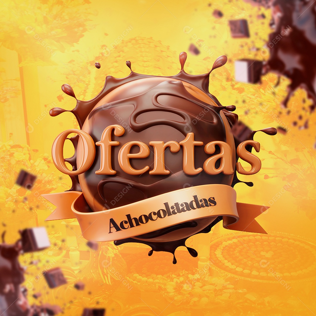 Ofertas Achocoladas Selo 3D Para Composição PSD Editável