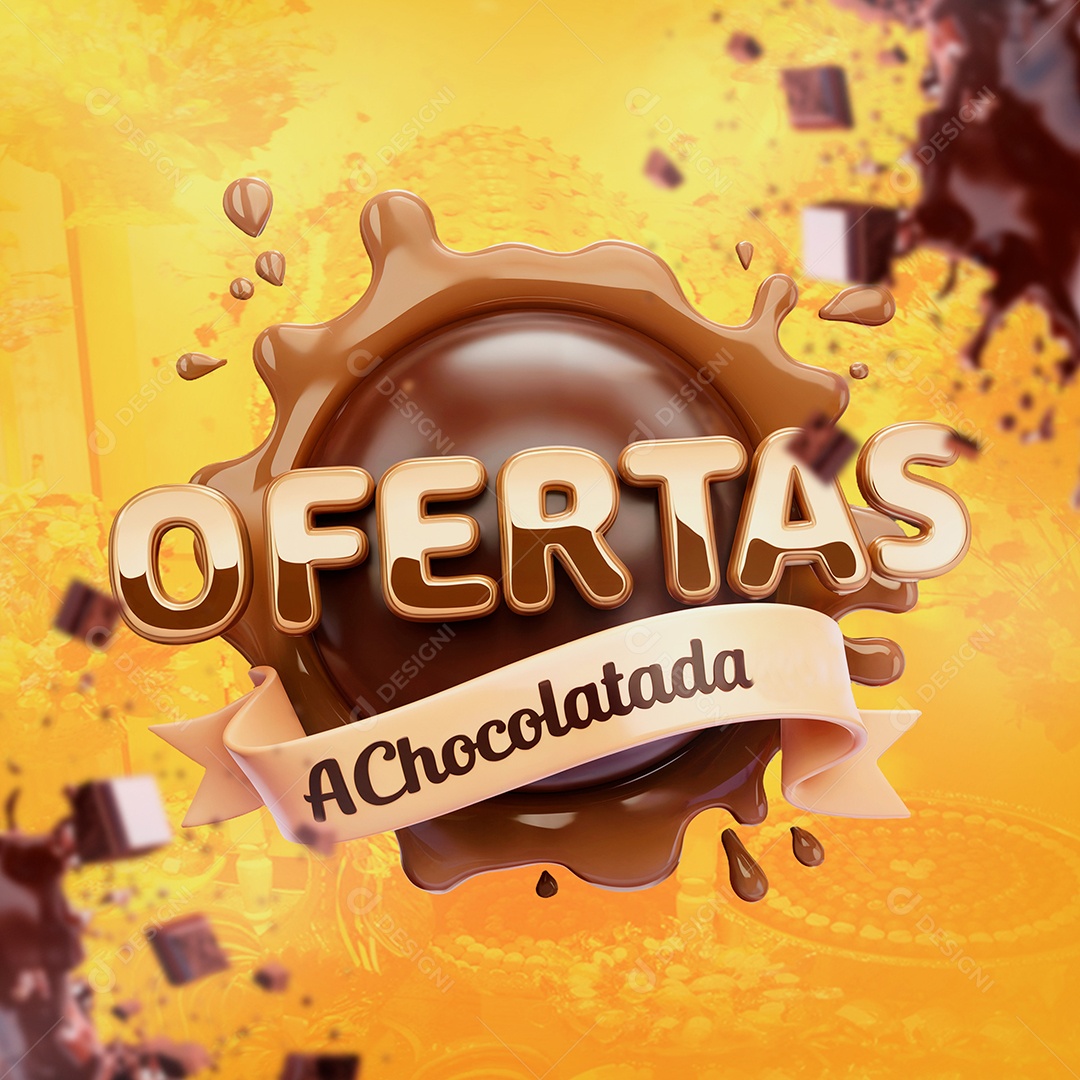 Ofertas Achocoladas Selo 3D Para Composição PSD Editável