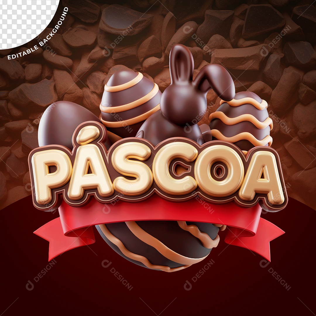 Páscoa Selo 3D Para Composição PSD Editável