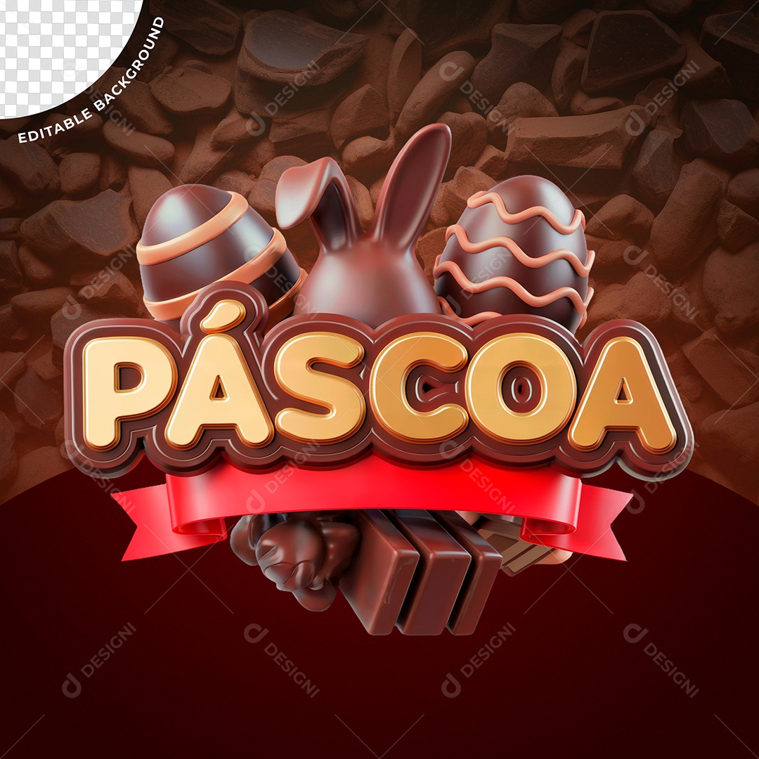Páscoa Selo 3D Para Composição PSD Editável