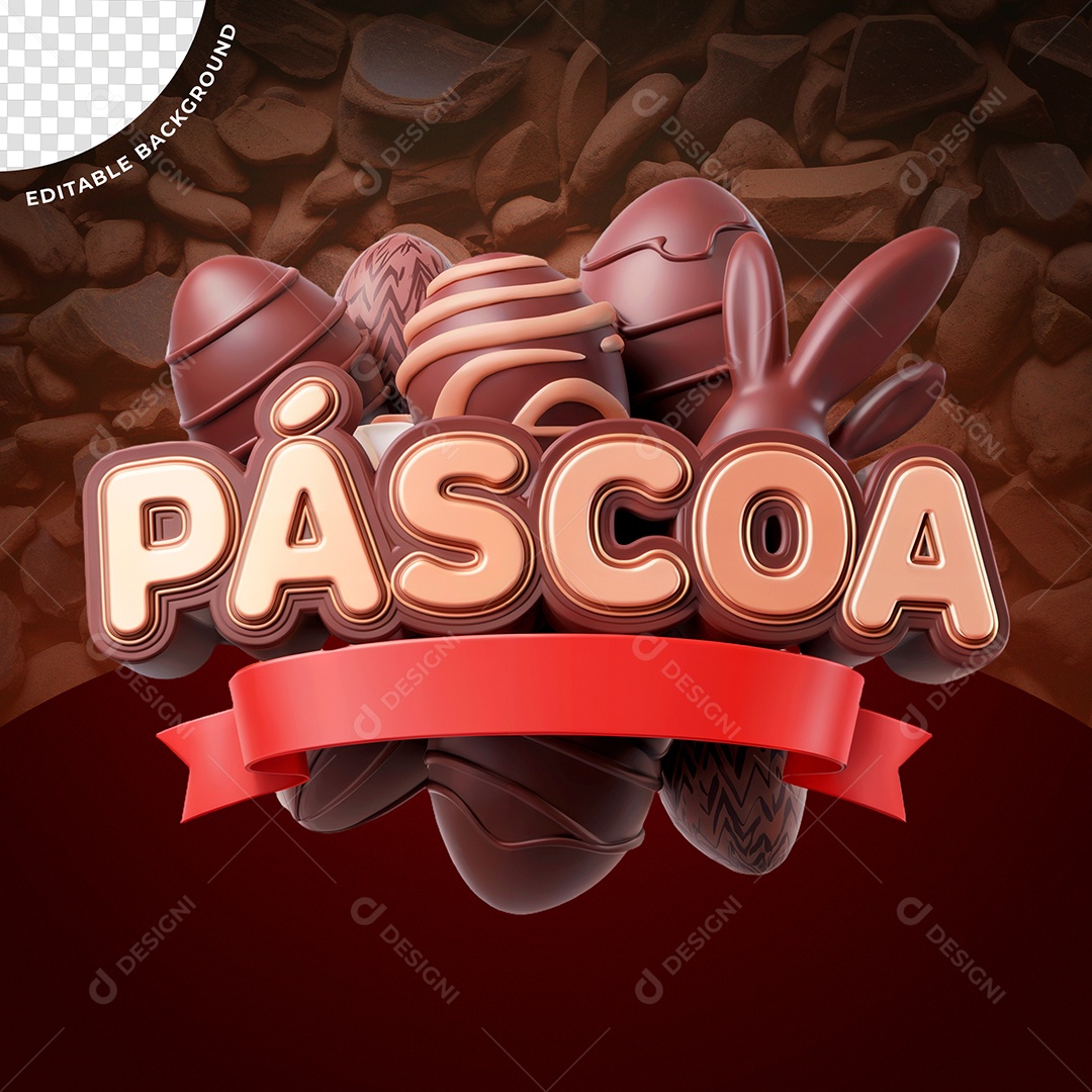 Páscoa  Selo 3D Para Composição PSD Editável