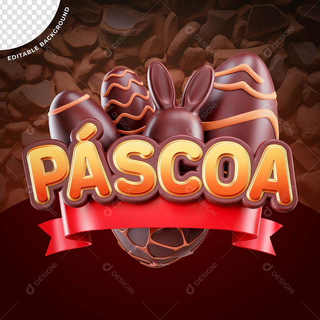 Páscoa Selo 3D Para Composição PSD