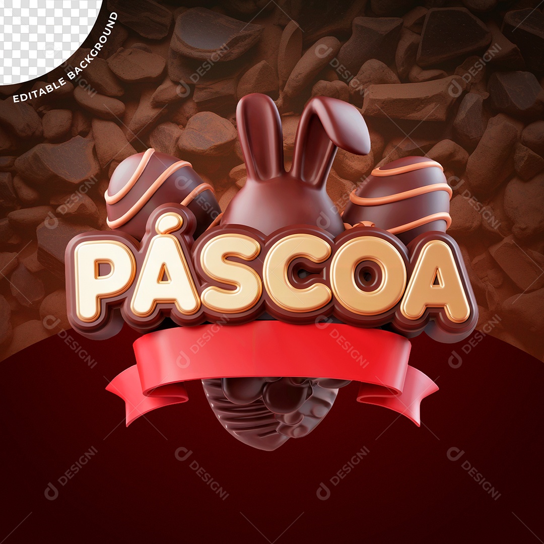 Páscoa Selo 3D Para Composição PSD