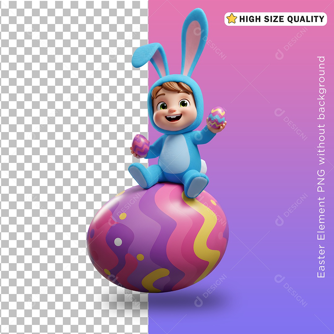 Criança Fantasiada de Coelho da Páscoa para Composição PSD