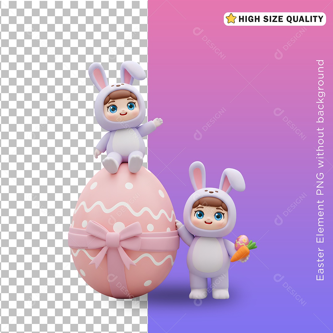 Crianças Fantasiada de Coelho da Páscoa para Composição PSD