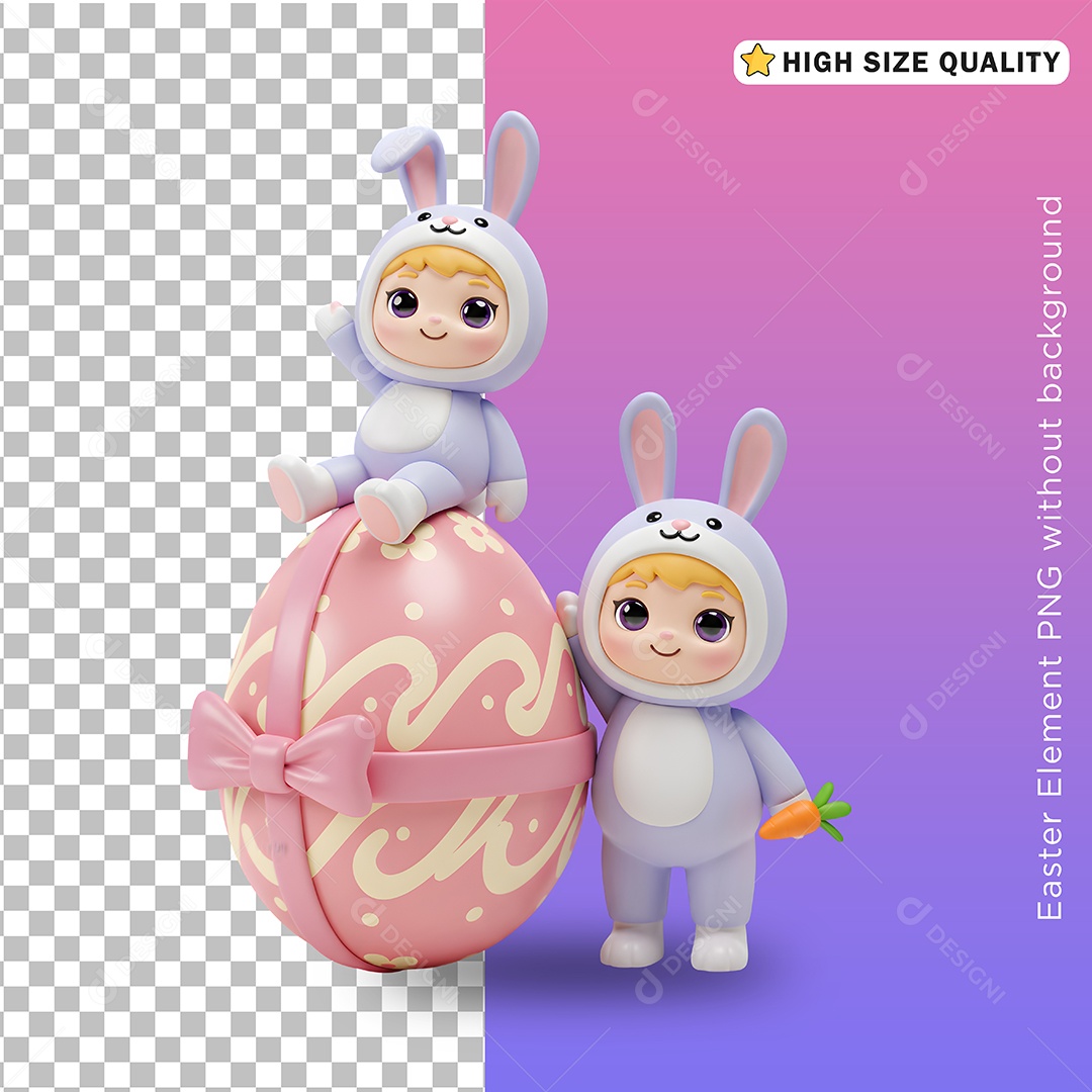 Crianças Fantasiada de Coelho da Páscoa para Composição PSD