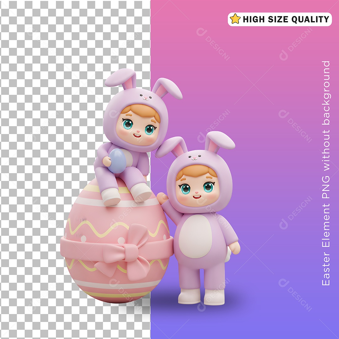 Crianças Fantasiada de Coelho da Páscoa para Composição PSD