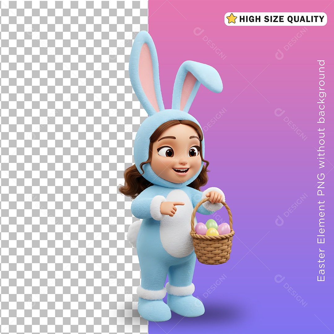 Menina Fantasiada de Coelho da Páscoa para Composição PSD