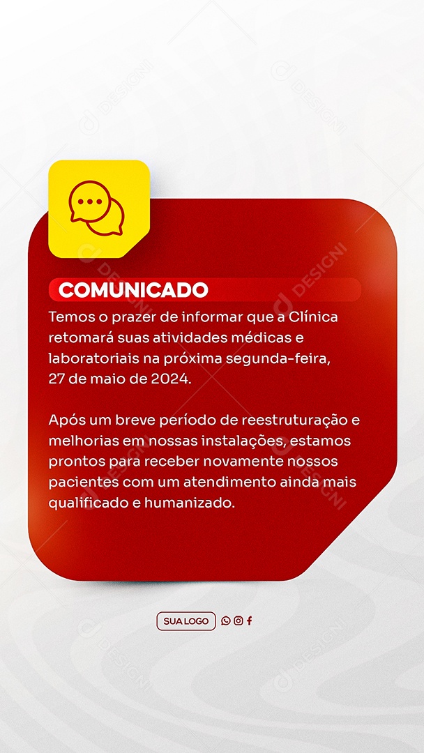 Story Comunicado Importante Clinica Social Media PSD Editável