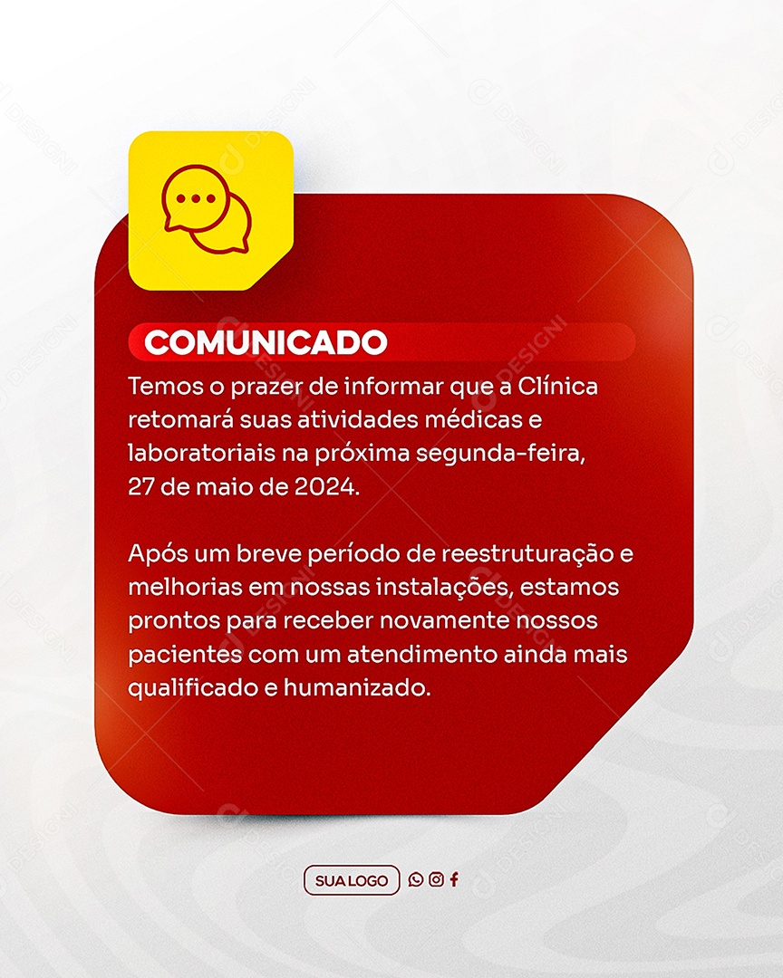 Comunicado Importante Clinica Social Media PSD Editável