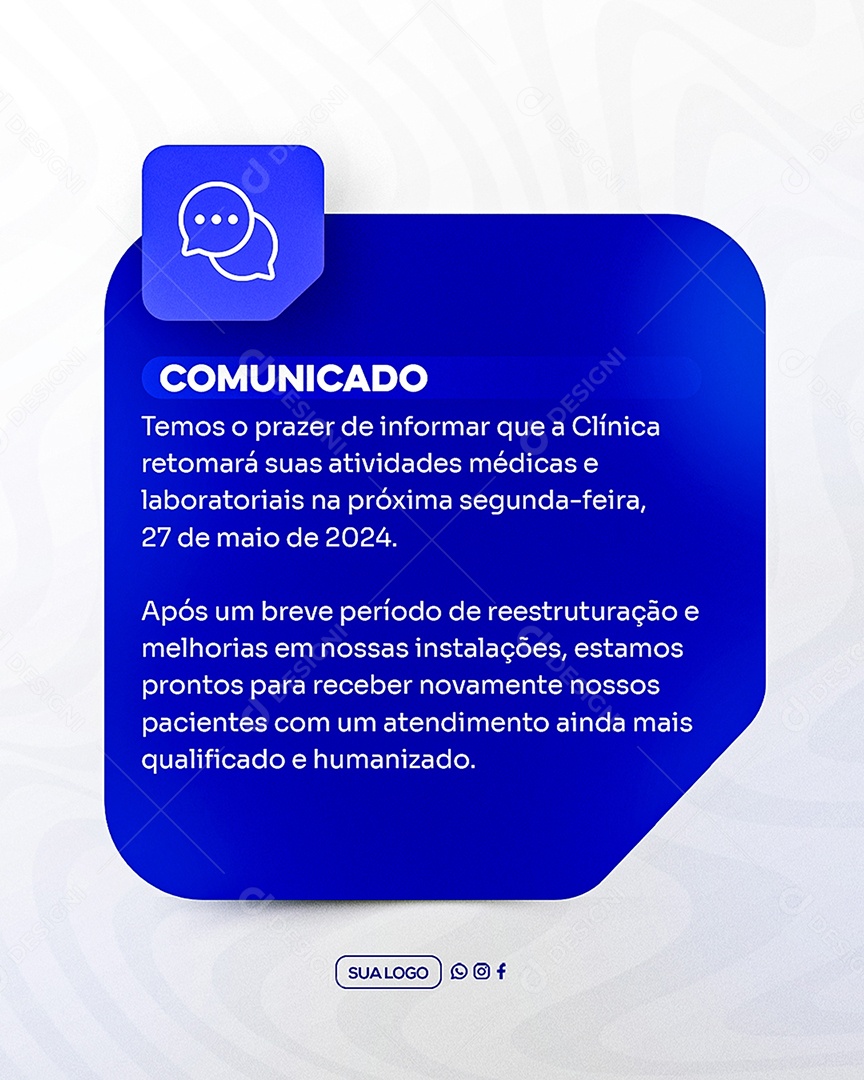 Comunicado Importante Clinica Social Media PSD Editável