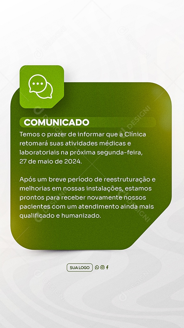 Story Comunicado Importante Clinica Social Media PSD Editável
