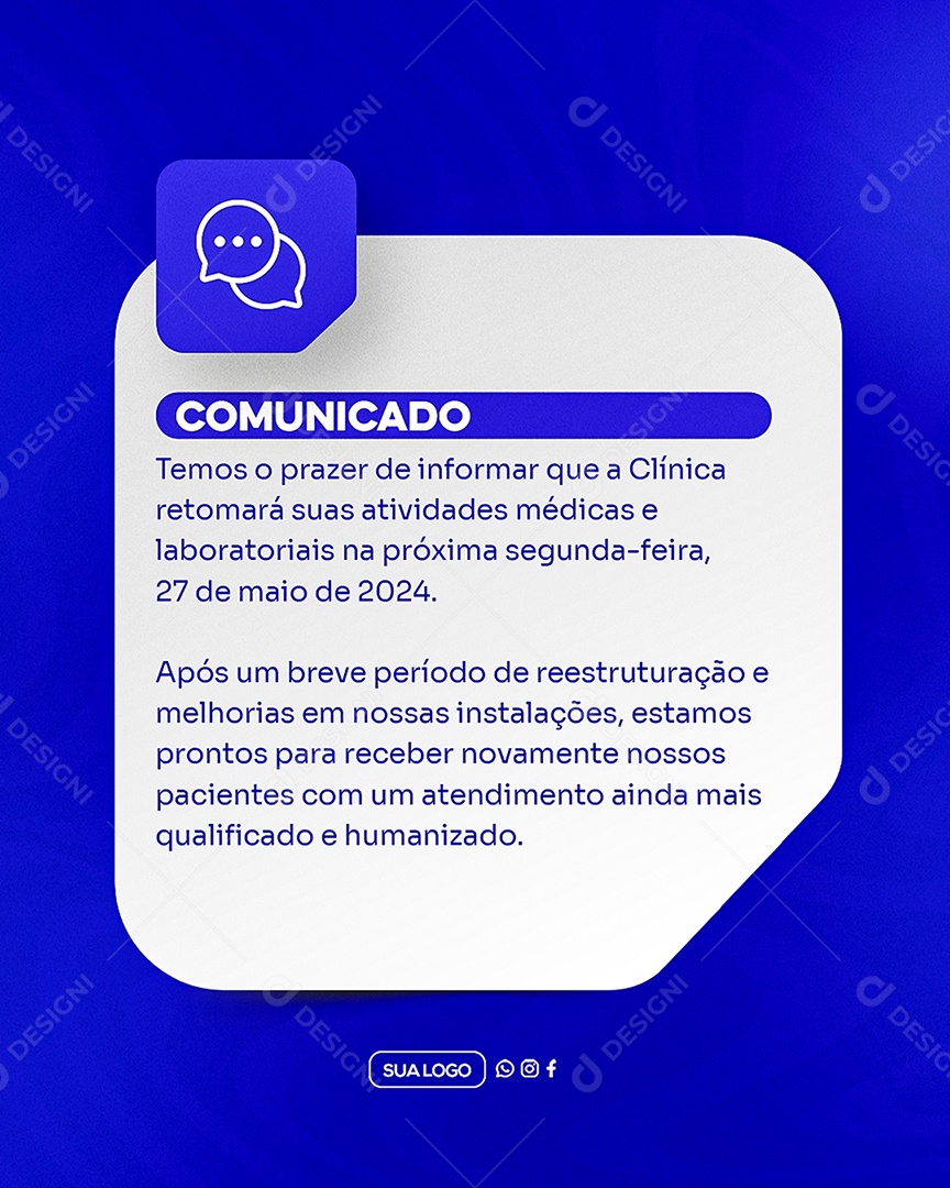 Comunicado Importante Clinica Social Media PSD Editável