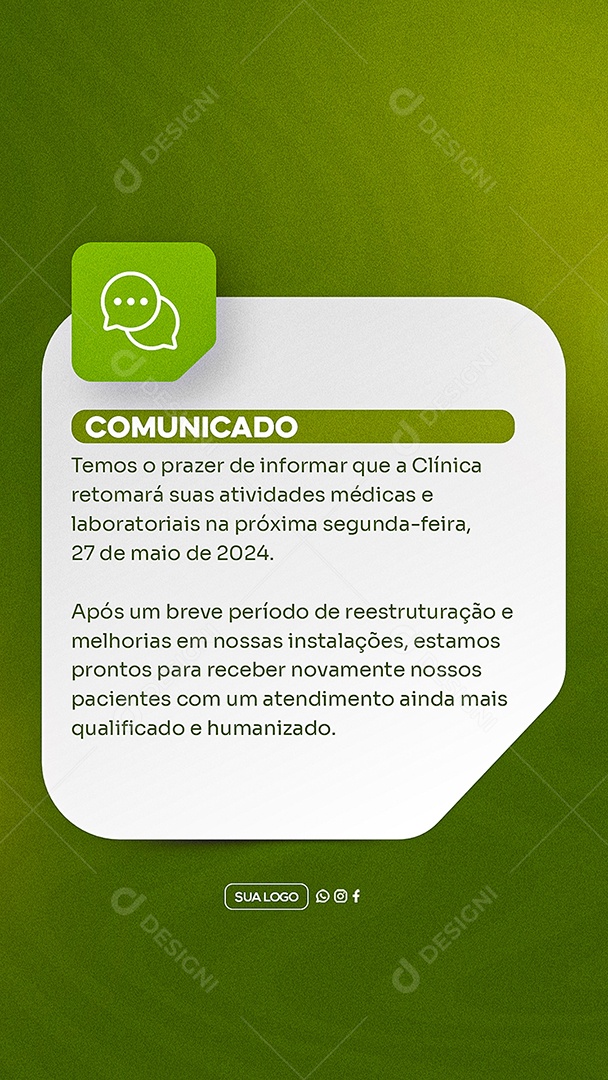 Story Comunicado Importante Clinica Social Media PSD Editável