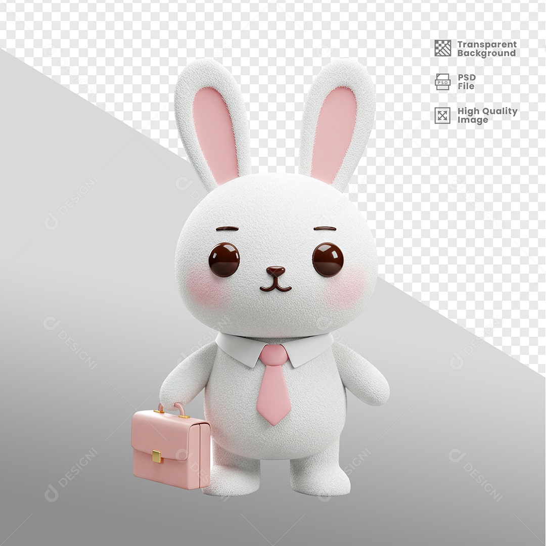 Elemento 3D Coelho para Composição PSD