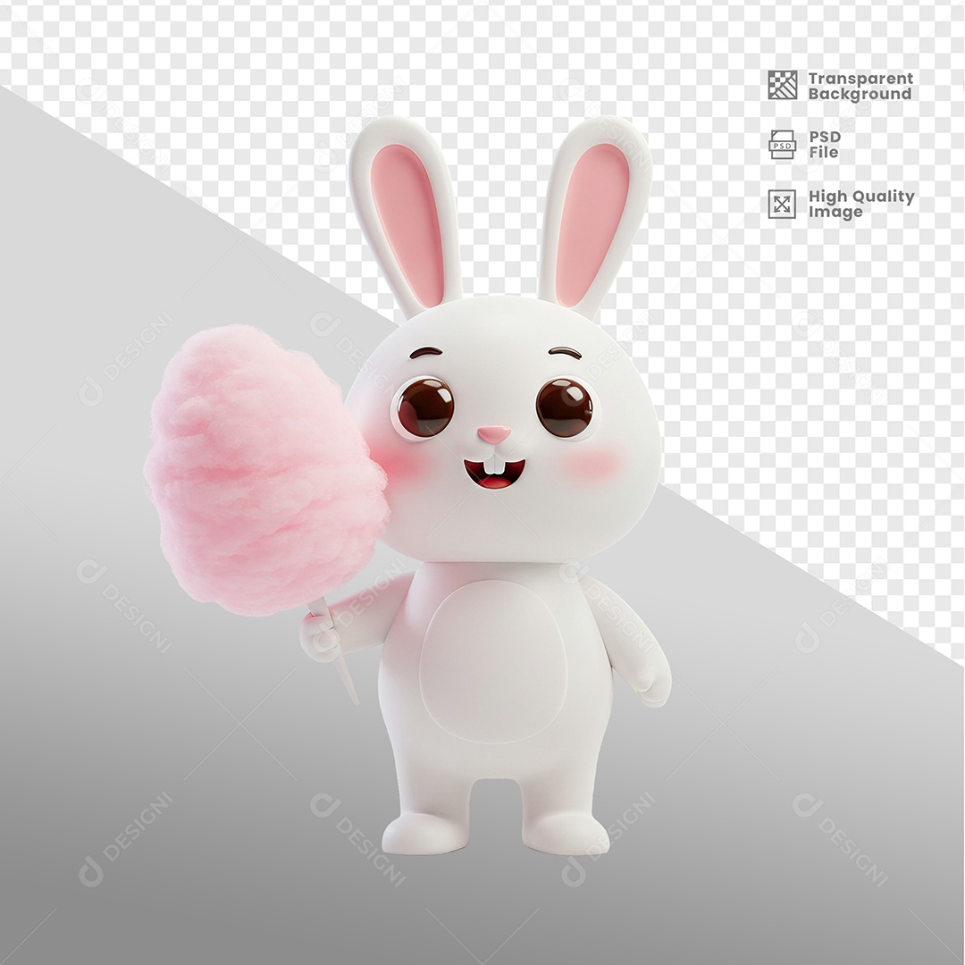 Elemento 3D Coelho para Composição PSD