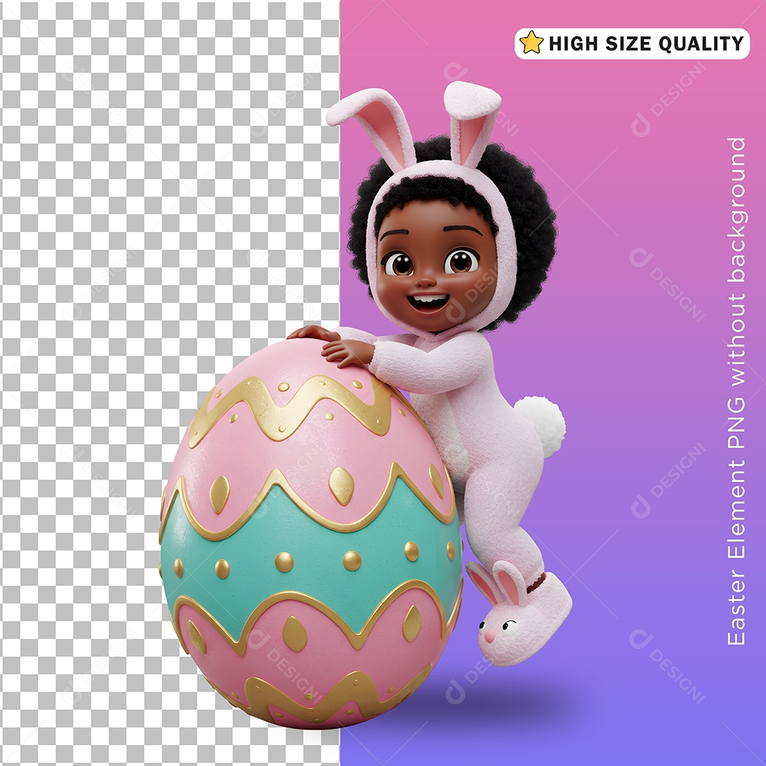 Menina Fantasiada de Coelho da Páscoa para Composição PSD