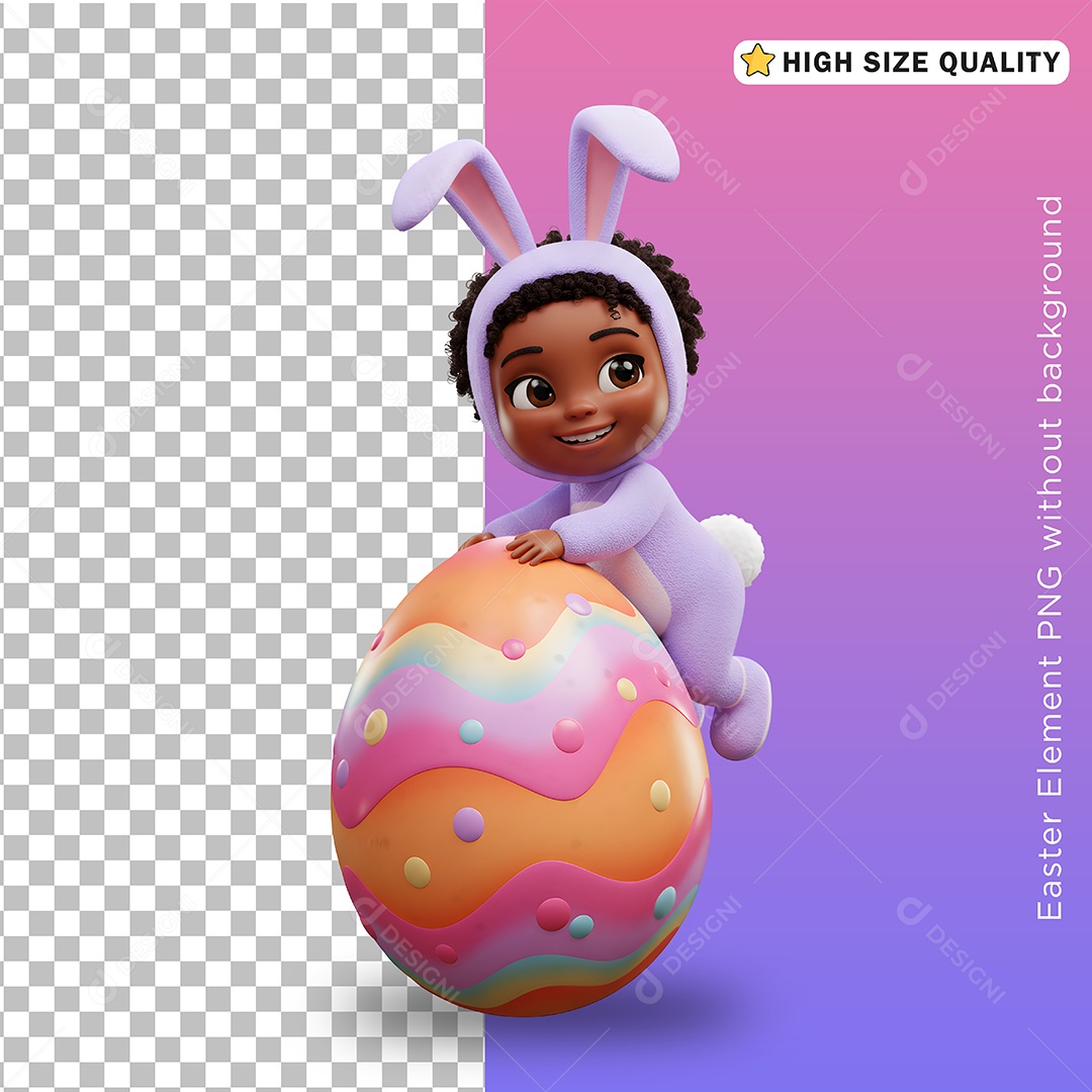 Criança Fantasiada em Cima do Ovo de Páscoa para Composição PSD