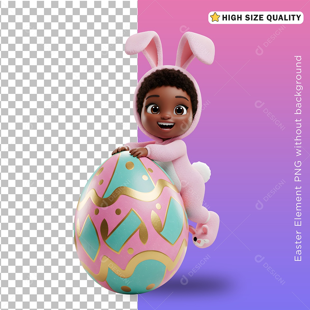 Criança Fantasiada em Cima do Ovo de Páscoa para Composição PSD