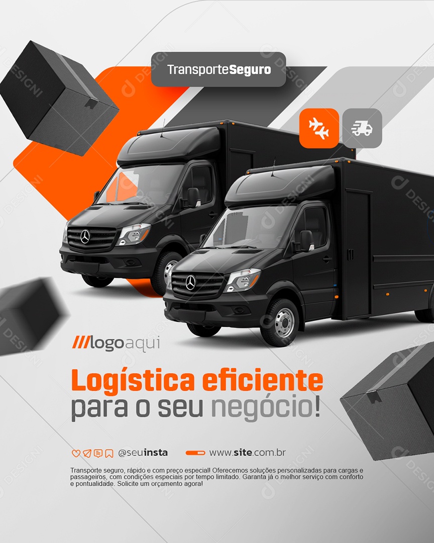 Transportadora Logística Eficiente para Seu Negócio Social Media PSD Editável