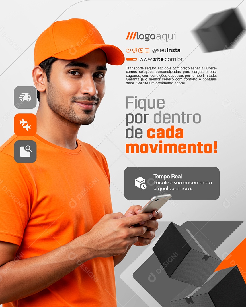 Transportadora Fique por Dentro de Cada Movimento Social Media PSD Editável