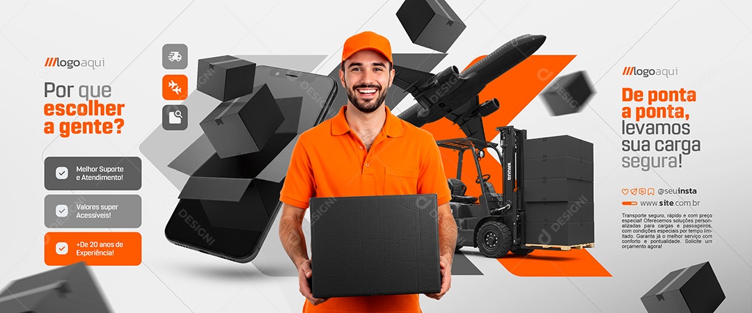 Carrossel Transportadora De Ponta a Ponta Social Media PSD Editável