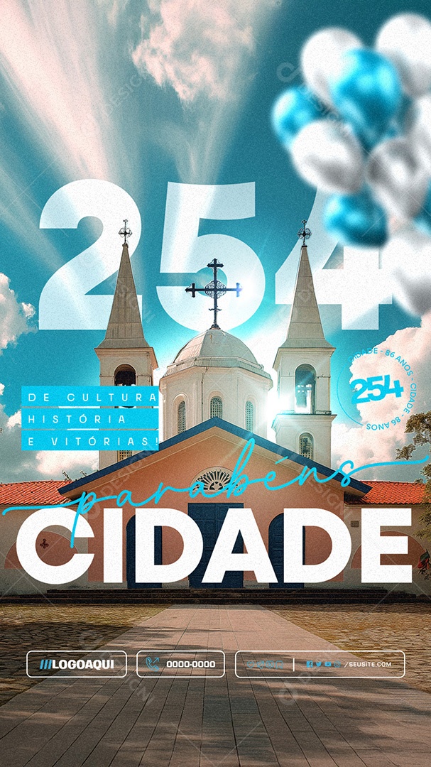 Story Parabéns Cidade pelos seus 254 Anos Social Media PSD Editável