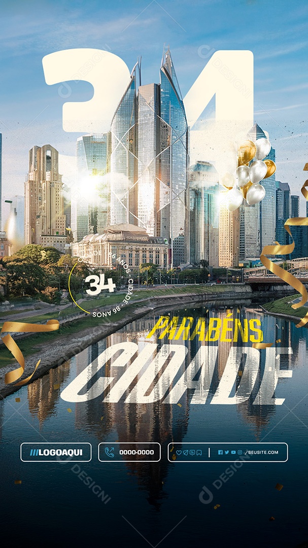 Story Parabéns Cidade pelos seus 25 Anos Social Media PSD Editável