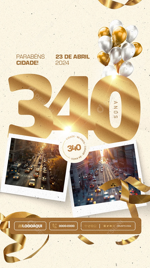 Story Parabéns Cidade 23 de Abril Social Media PSD Editável