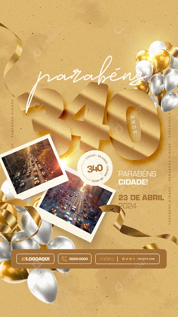 Story Parabéns Cidade 340 Social Media PSD Editável