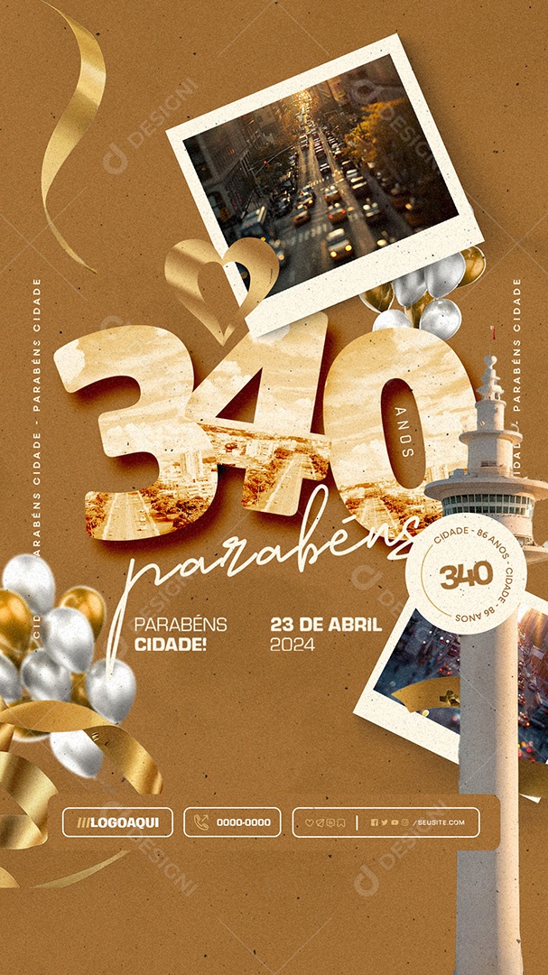 Story Parabéns Cidade pelos seus 340 Anos Social Media PSD Editável