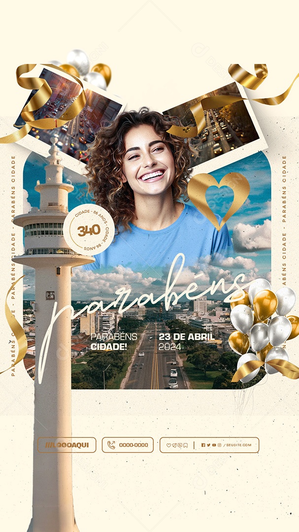 Story Parabéns Cidade pelos seus 340 Anos Social Media PSD Editável