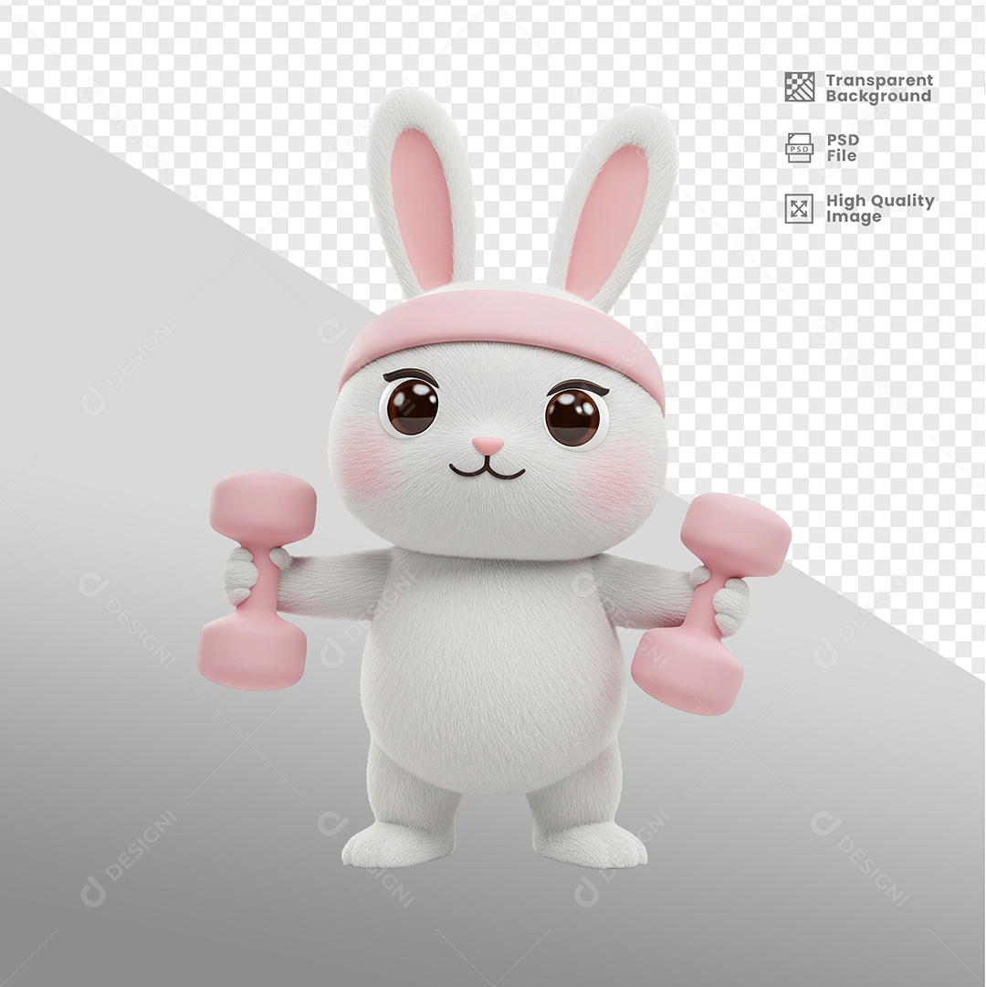 Elemento 3D Coelho para Composição PSD