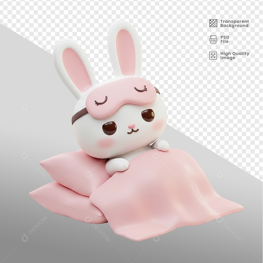 Elemento 3D Coelho para Composição PSD