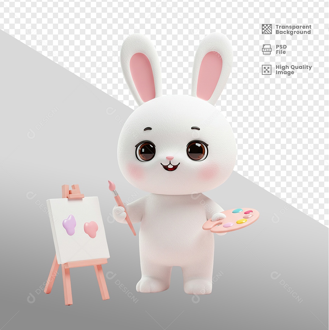 Elemento 3D Coelho para Composição PSD