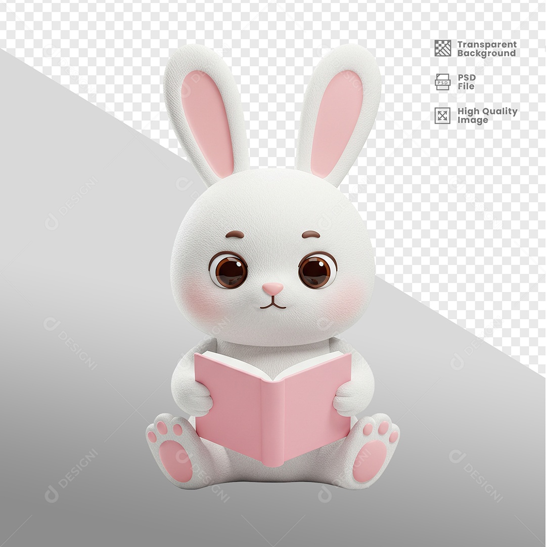 Elemento 3D Coelho para Composição PSD