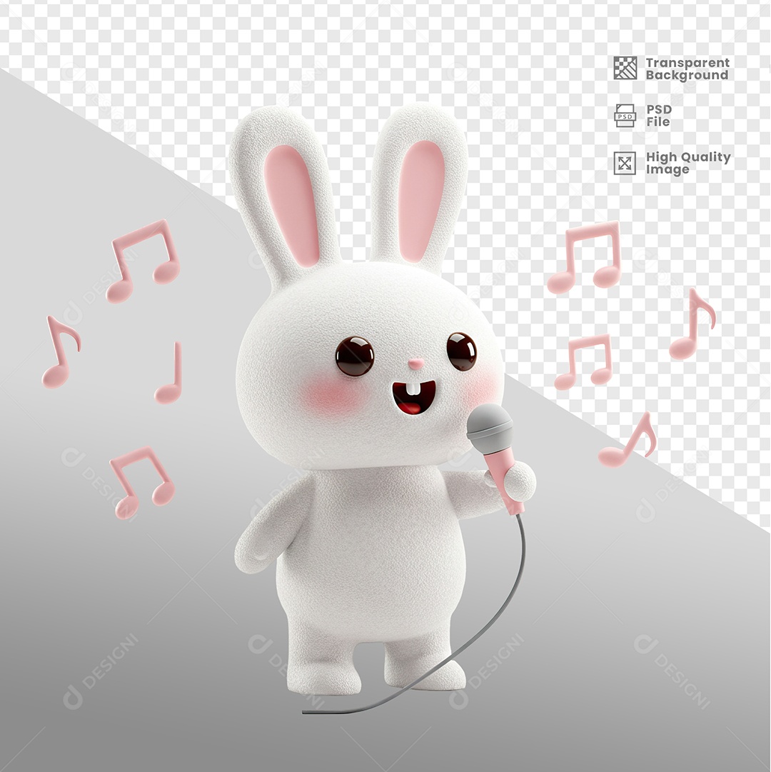 Elemento 3D Coelho para Composição PSD