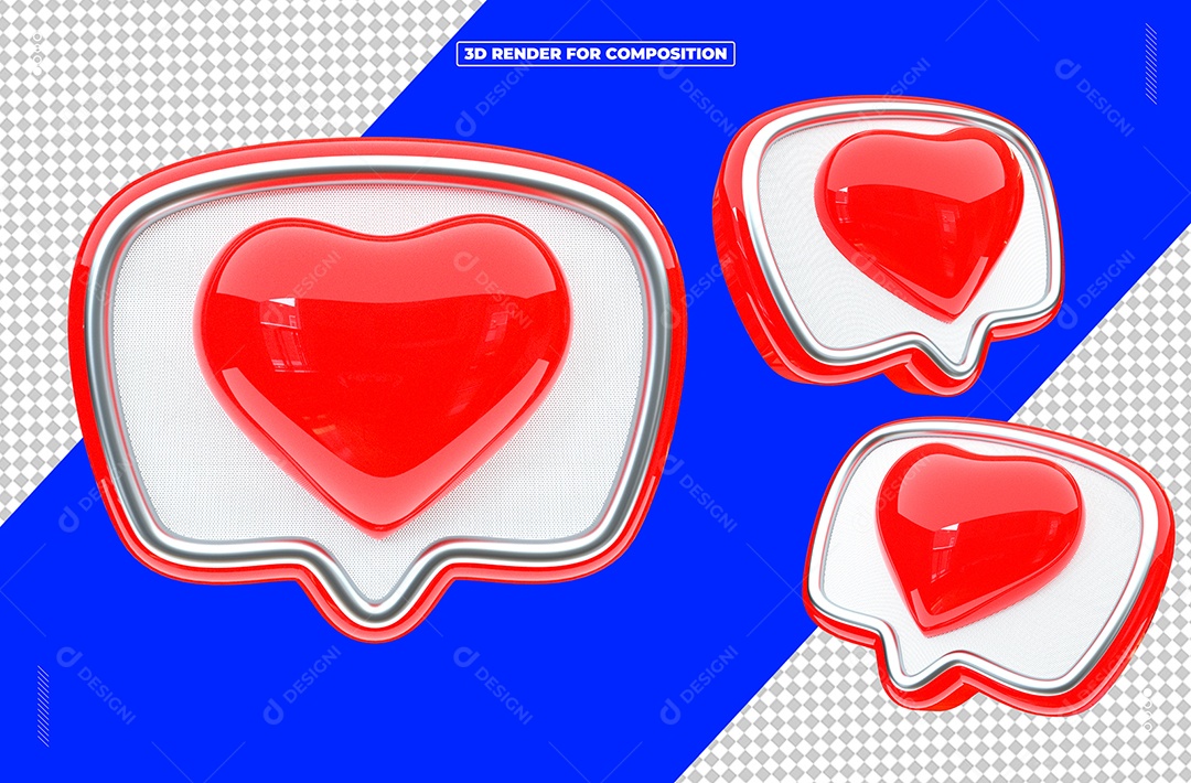 Elemento 3D Emoji de Coração Vermelho para Composição PSD