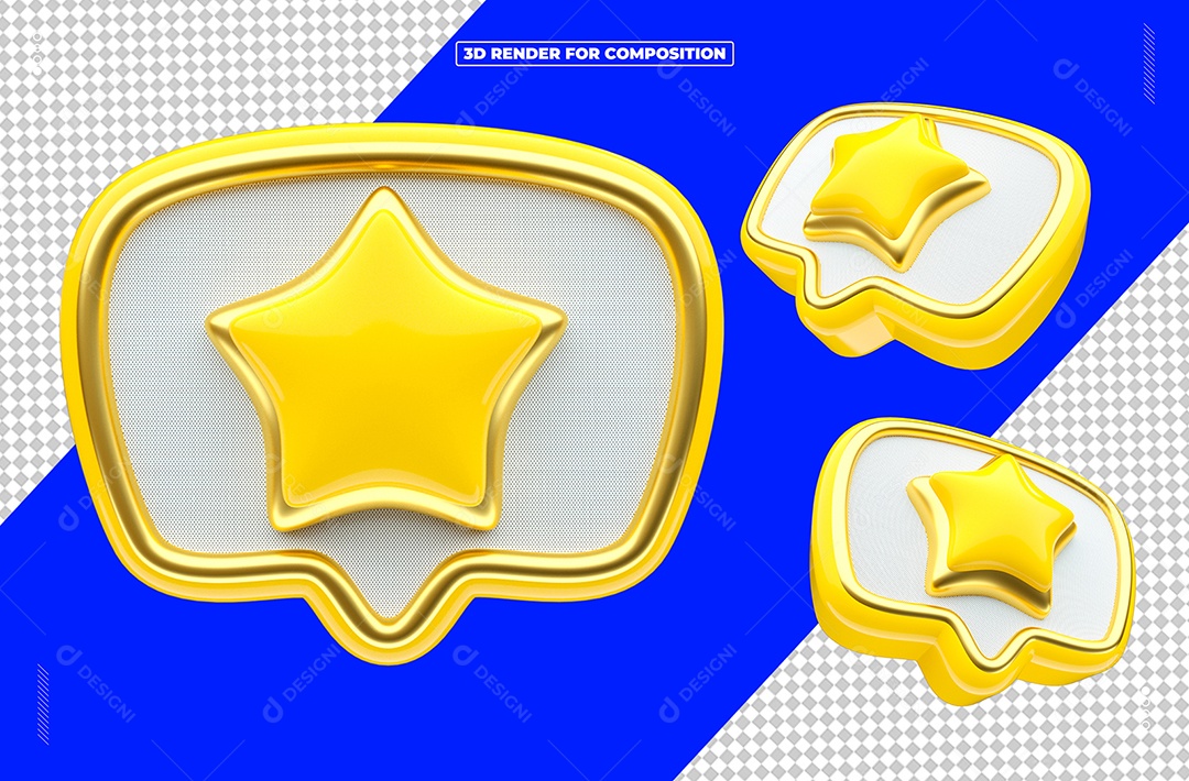 Elemento 3D Emoji de Estrela Amarela para Composição PSD